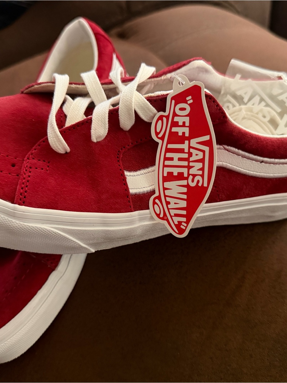 Vans Kids Old Skool Suede Sneakers in Red and White